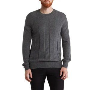 NWT New KIER & J Shadow Stripe Crewneck Wool Blend Grey Sweater Size XL